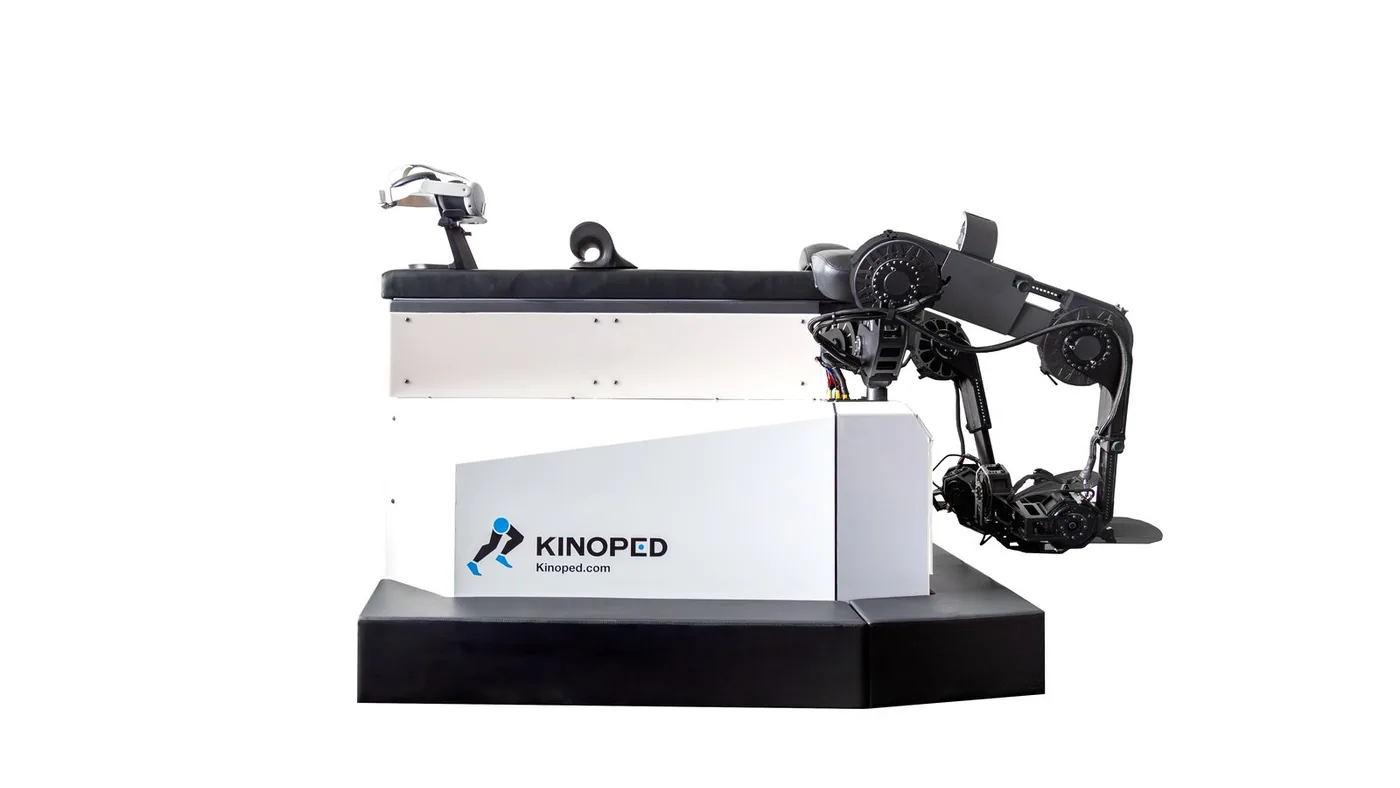 The Kinoped machine, its exoskeleton legs raised